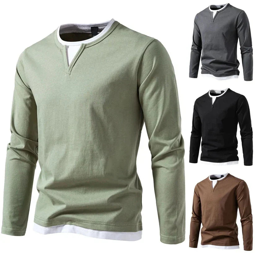 Tim™ - Langarmshirt mit V-Ausschnitt, moderner Stil