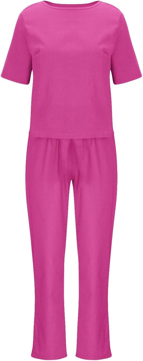 Emma™ Hosenanzug 2 Teiler Bluse Casual Einfarbig Leicht Atmungsaktiv Lose und Elegant