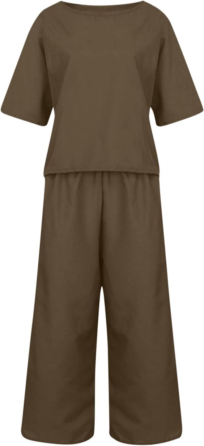 Emma™ Hosenanzug 2 Teiler Bluse Casual Einfarbig Leicht Atmungsaktiv Lose und Elegant