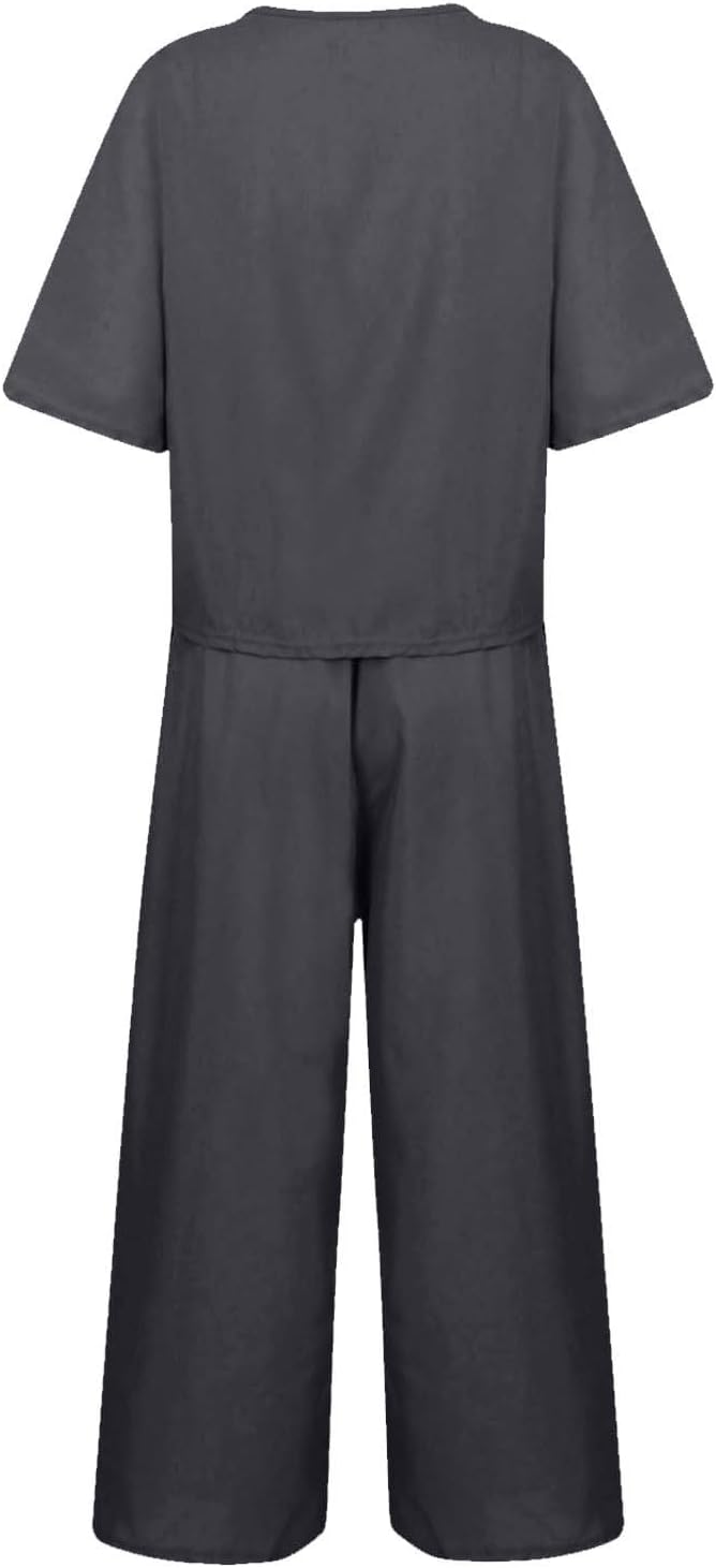 Emma™ Hosenanzug 2 Teiler Bluse Casual Einfarbig Leicht Atmungsaktiv Lose und Elegant