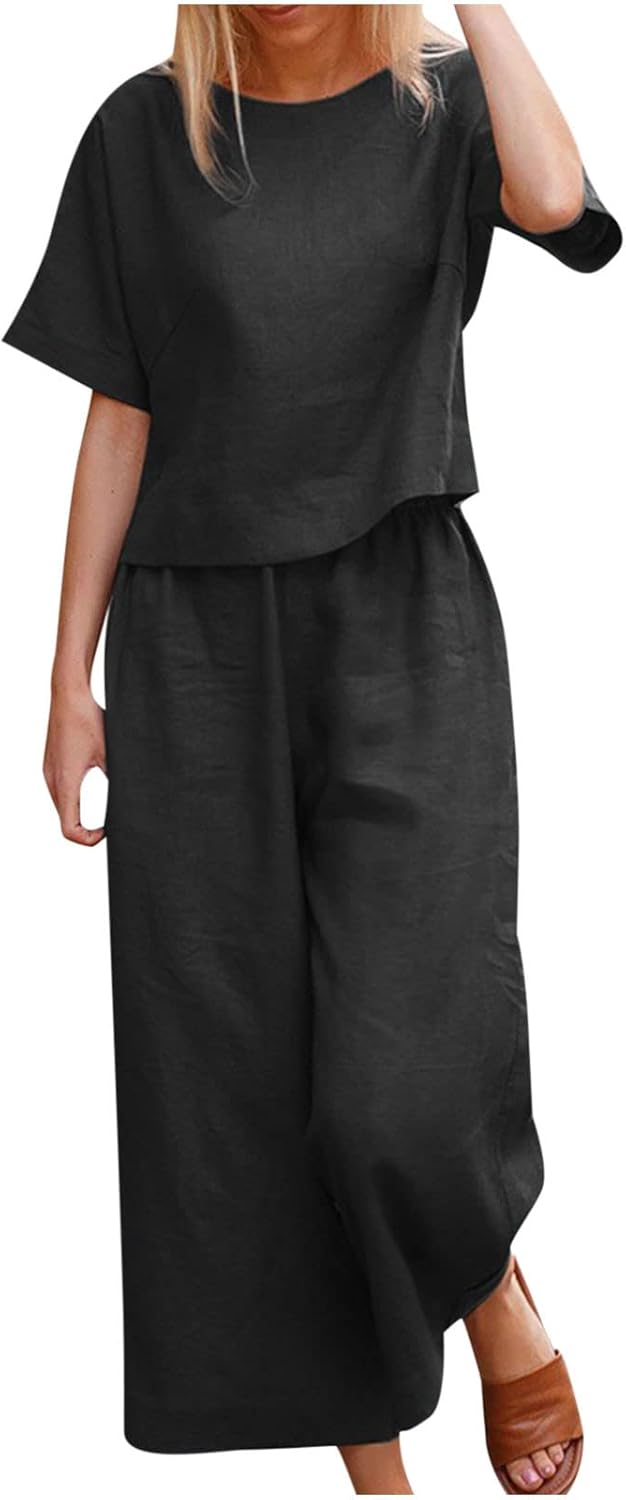 Emma™ Hosenanzug 2 Teiler Bluse Casual Einfarbig Leicht Atmungsaktiv Lose und Elegant