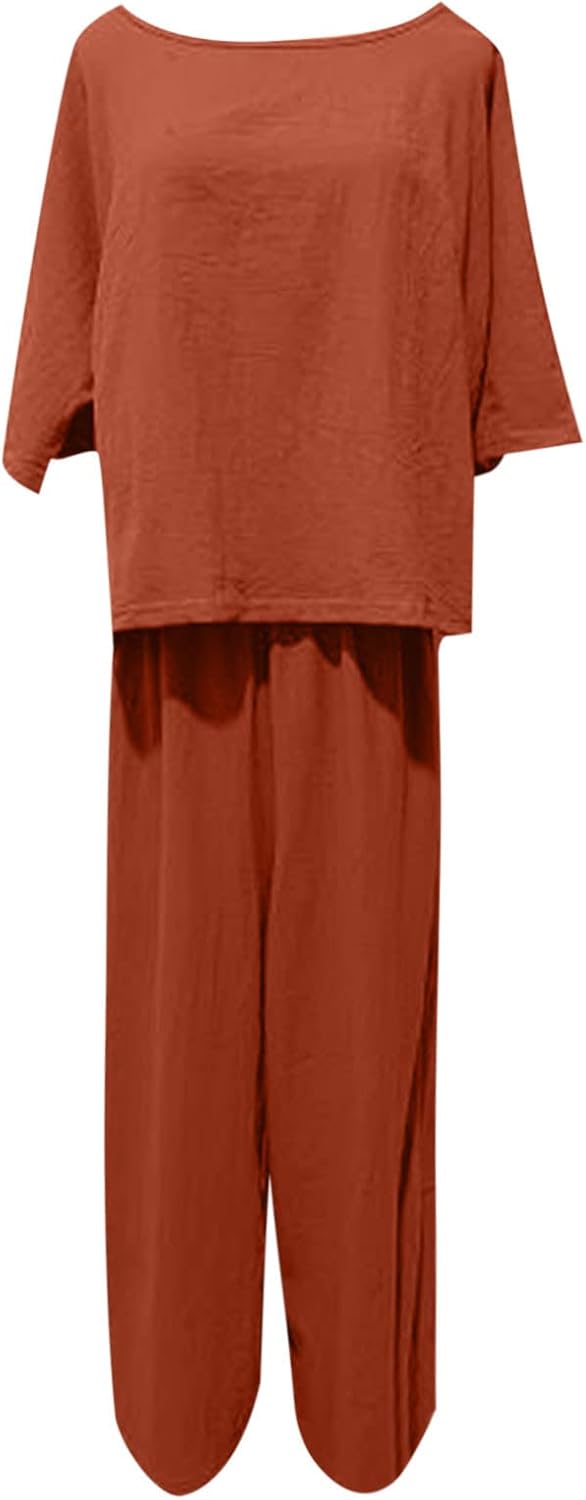 Emma™ Hosenanzug 2 Teiler Bluse Casual Einfarbig Leicht Atmungsaktiv Lose und Elegant