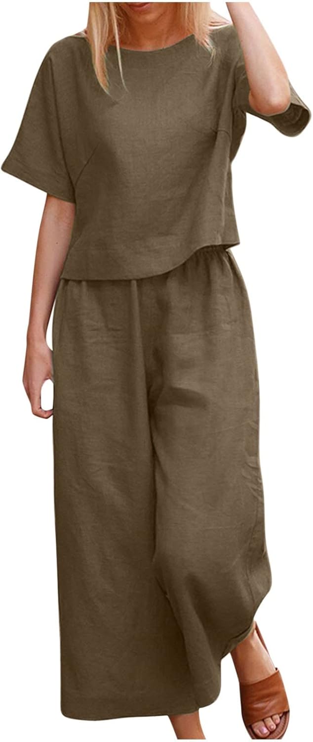 Emma™ Hosenanzug 2 Teiler Bluse Casual Einfarbig Leicht Atmungsaktiv Lose und Elegant
