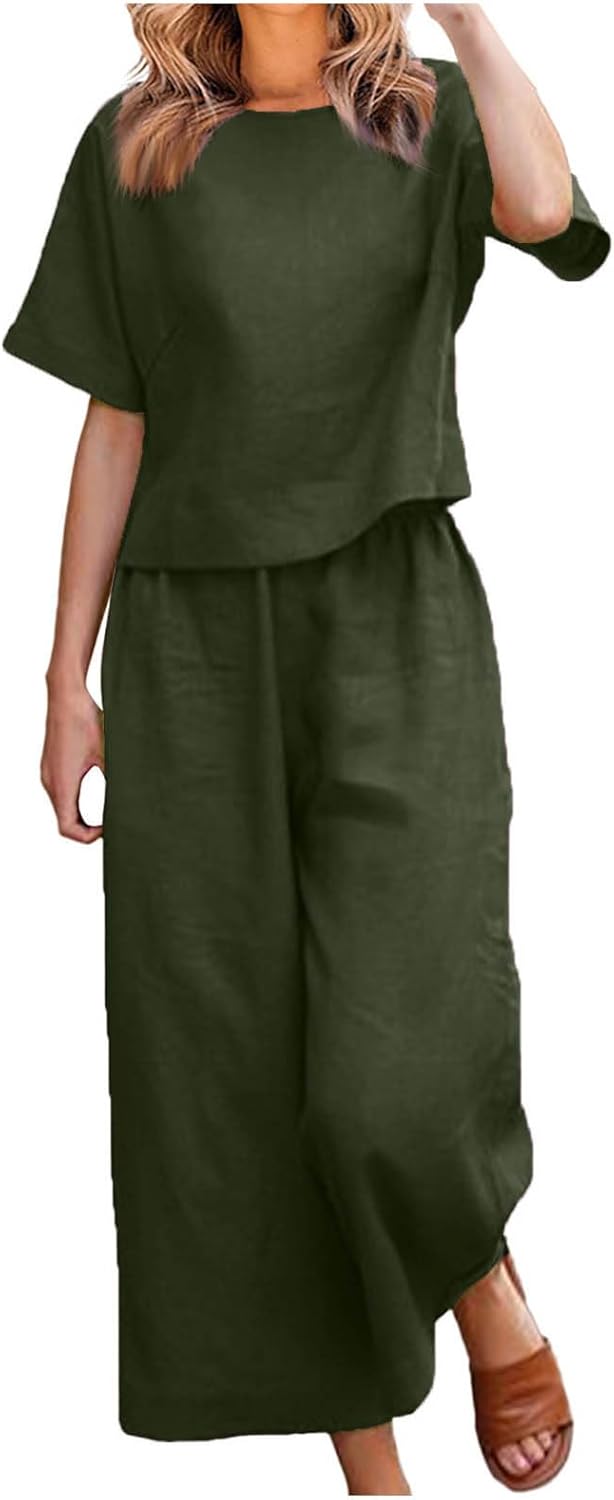 Emma™ Hosenanzug 2 Teiler Bluse Casual Einfarbig Leicht Atmungsaktiv Lose und Elegant