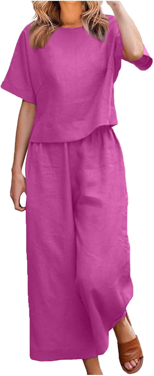 Emma™ Hosenanzug 2 Teiler Bluse Casual Einfarbig Leicht Atmungsaktiv Lose und Elegant