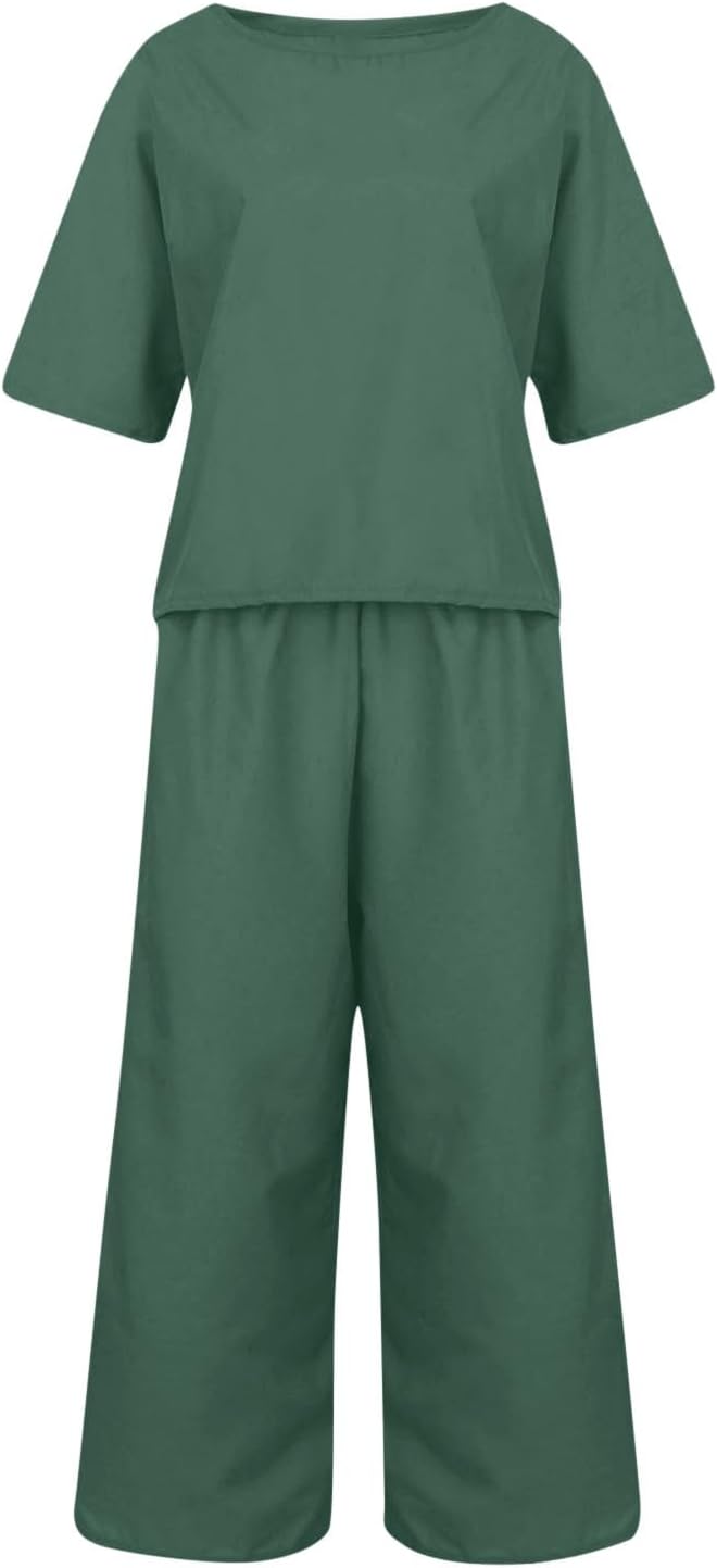 Emma™ Hosenanzug 2 Teiler Bluse Casual Einfarbig Leicht Atmungsaktiv Lose und Elegant
