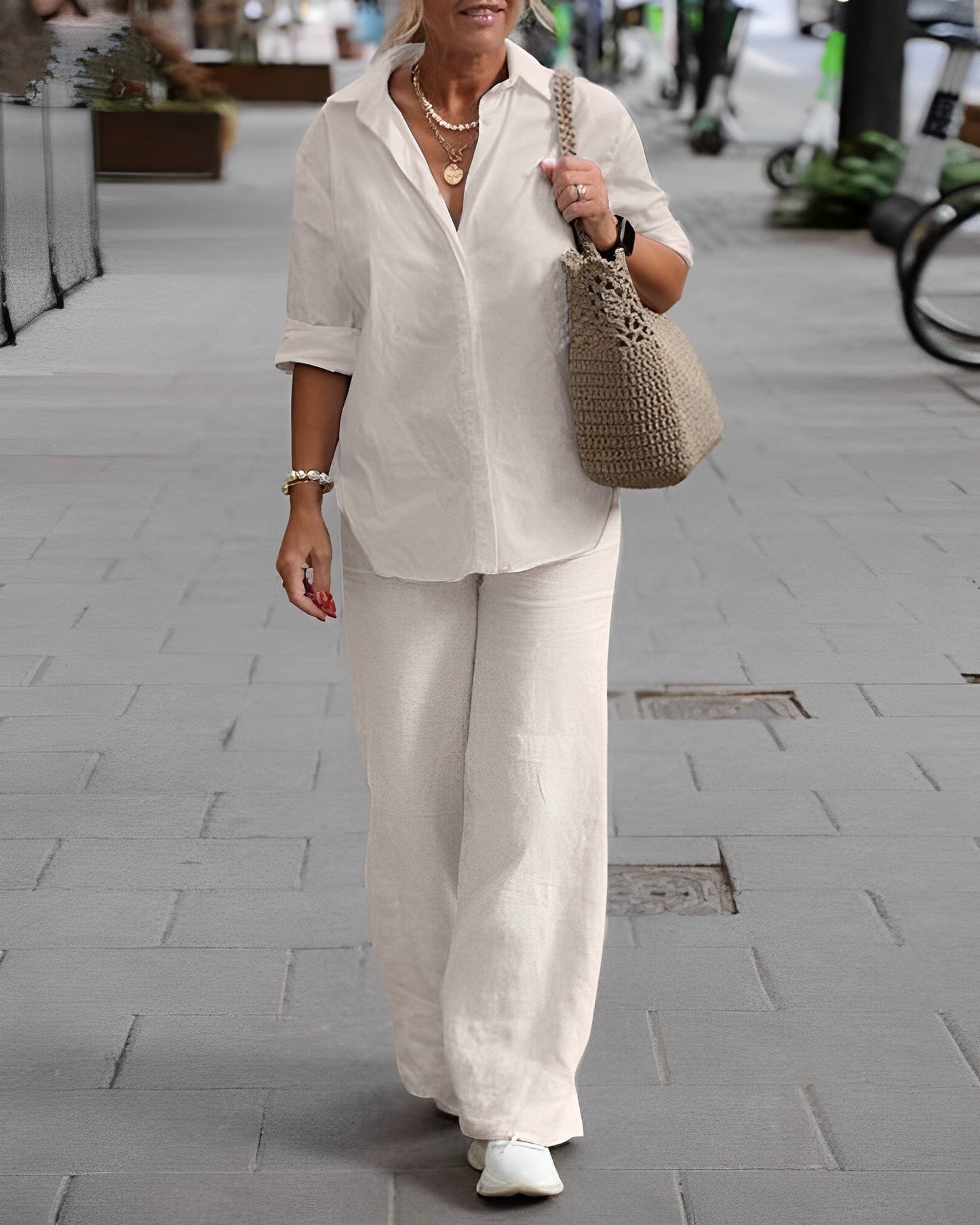 Beth™ Damen Bequemes Sommer Leinen Set mit Taschen