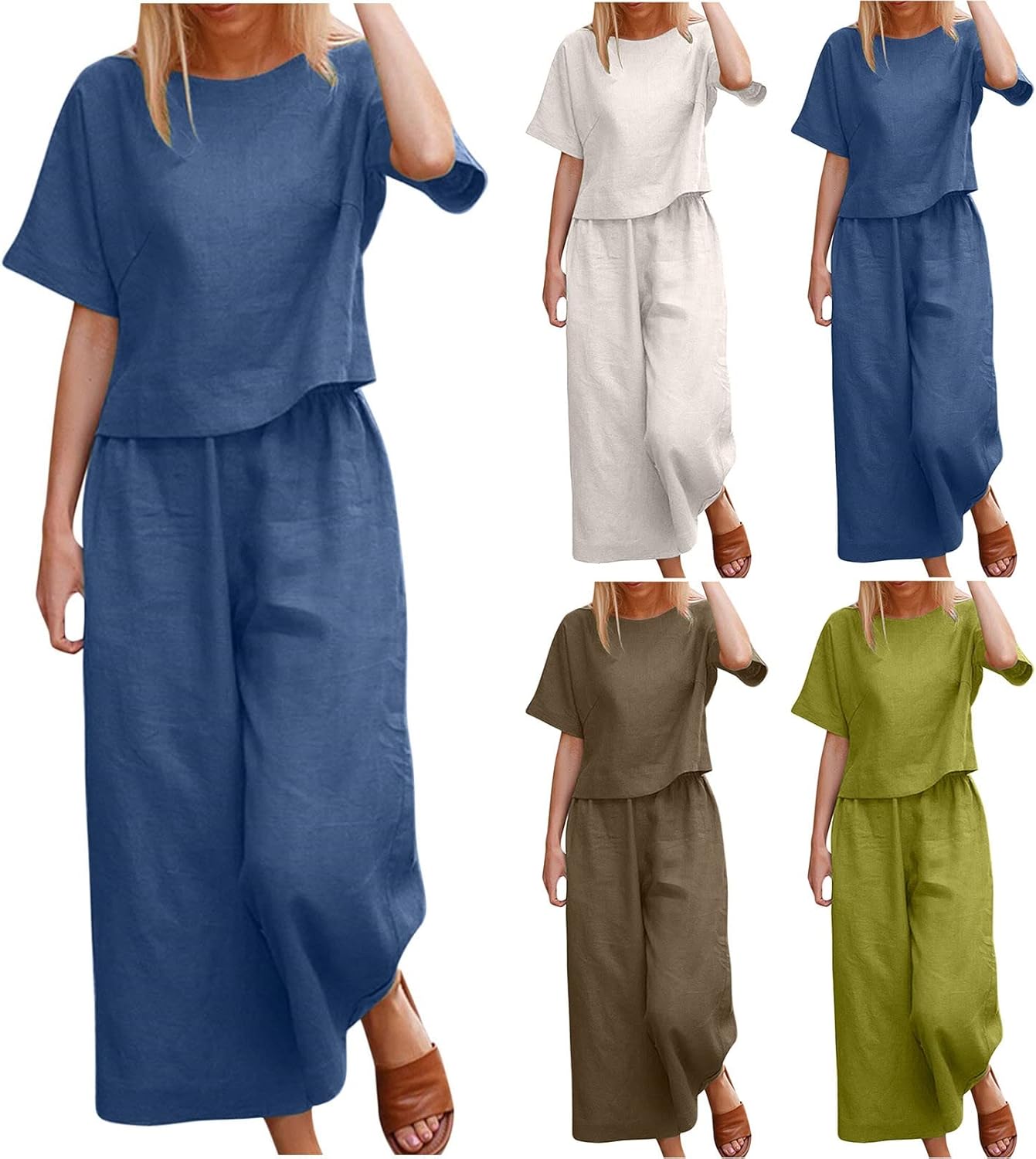 Emma™ Hosenanzug 2 Teiler Bluse Casual Einfarbig Leicht Atmungsaktiv Lose und Elegant