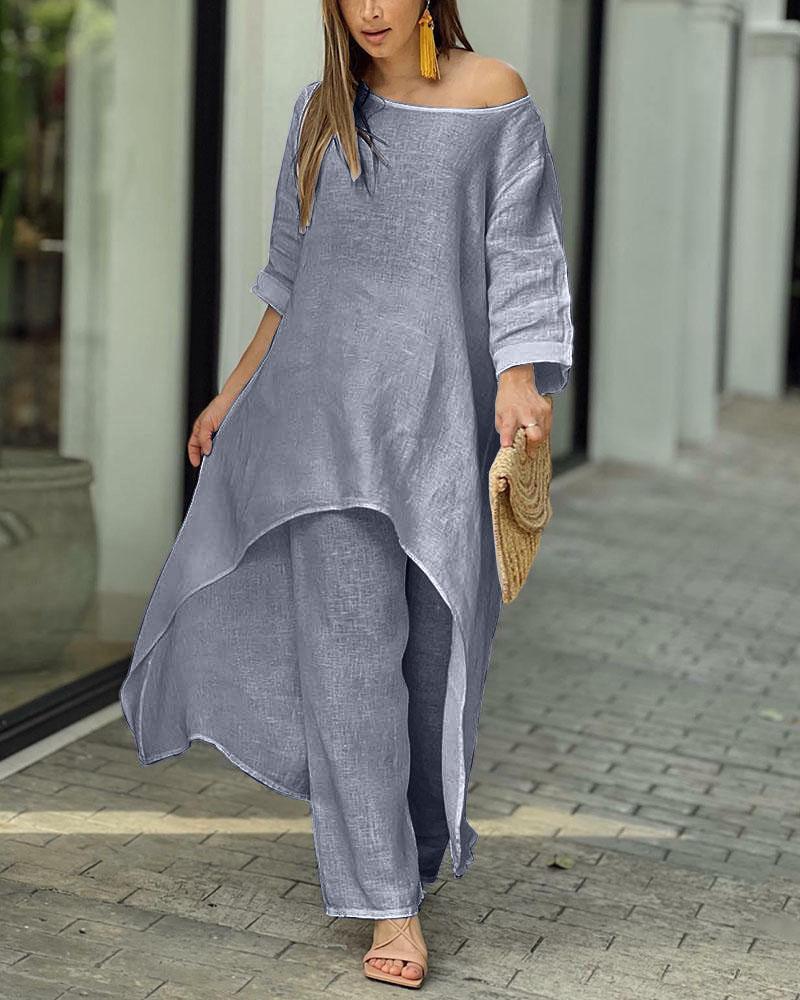 Linda™ Stilvolles Leinen-Set mit langer Hose für Damen