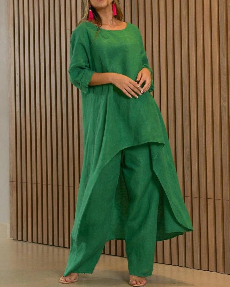 Linda™ Stilvolles Leinen-Set mit langer Hose für Damen