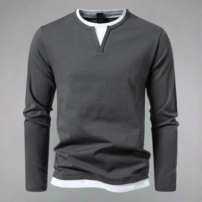Tim™ - Chemise à manches longues et col en V, style moderne