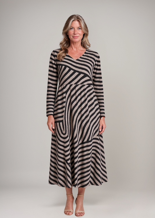 Belinda™ | Gestreiftes Maxikleid mit V-Ausschnitt