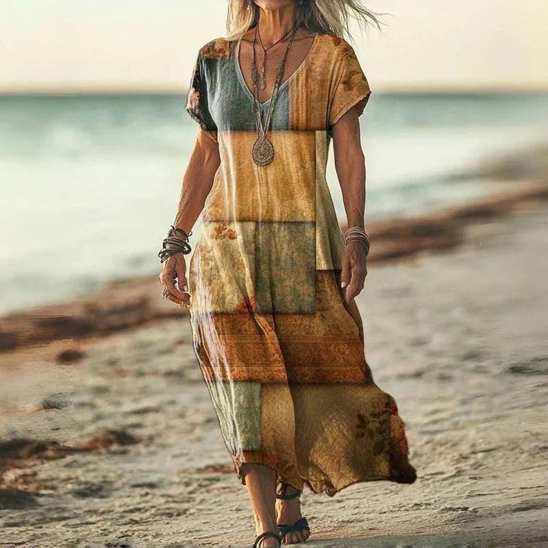 Elsie™ | Lockeres Batik-Maxikleid