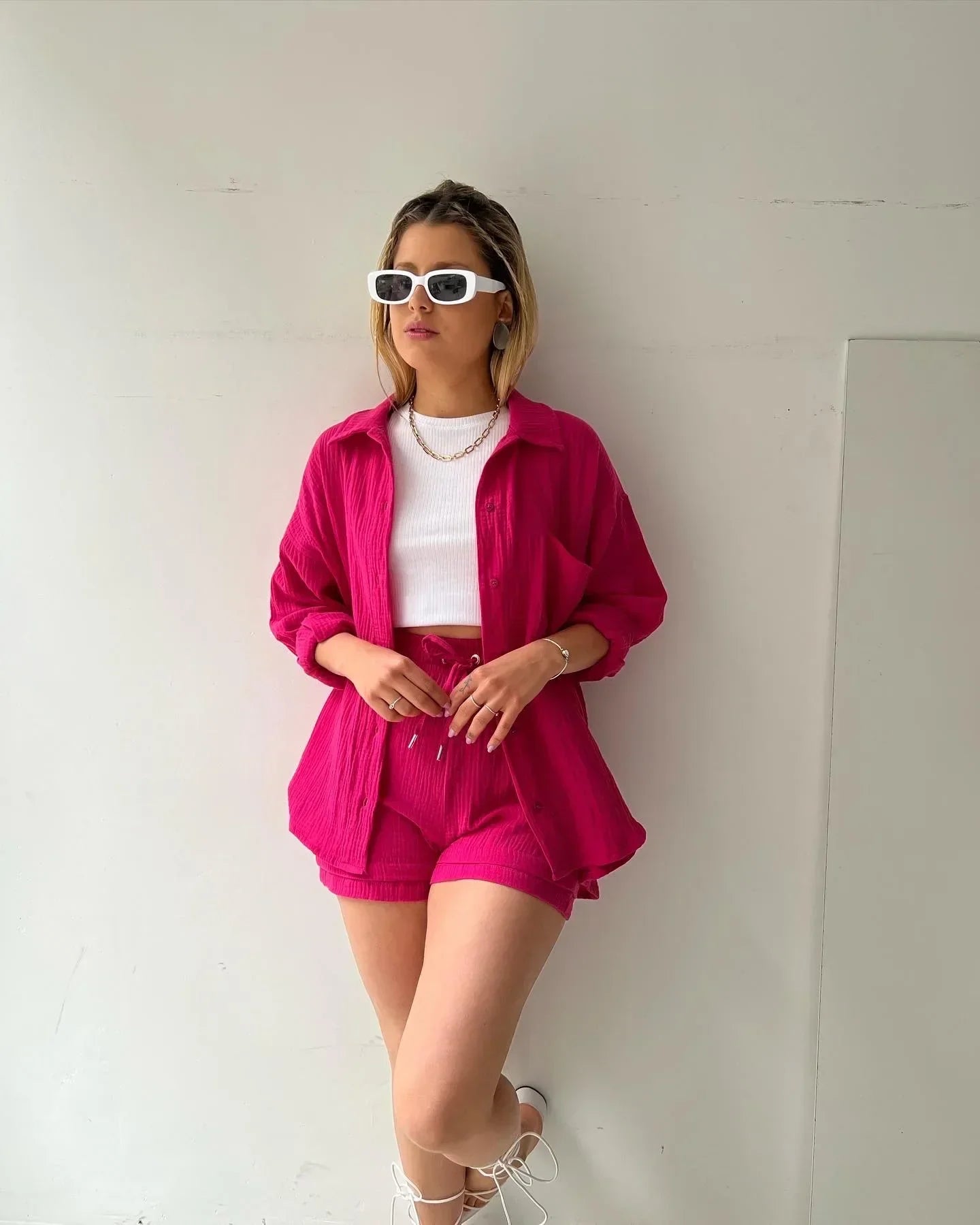 Lisa™ Damen Zweiteiler Set mit Shorts & Hemd