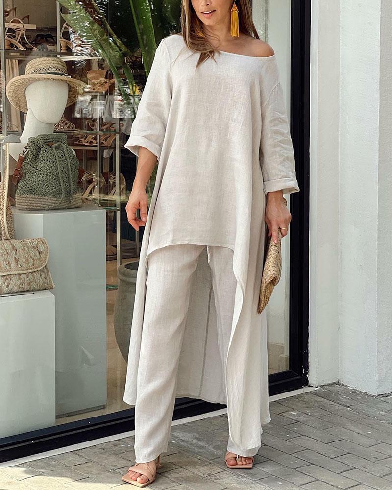Linda™ Stilvolles Leinen-Set mit langer Hose für Damen